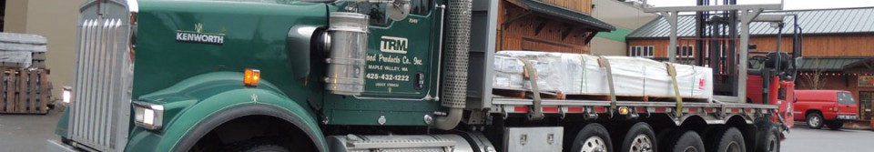 TRM Wood Products delivery truck with forklift